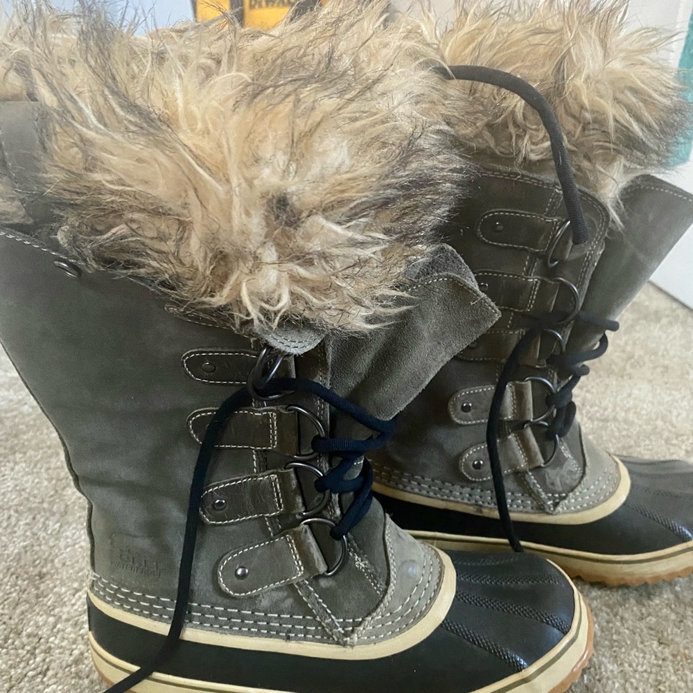 SOREL's Joan of Arctic. Featuring waterproof suede, and seam-sealed waterproof